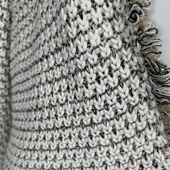 Chicos Womens Plus Texture Shine Gretchen Cardigan Open Fringe Sweater size XXL - Picture 5 of 14